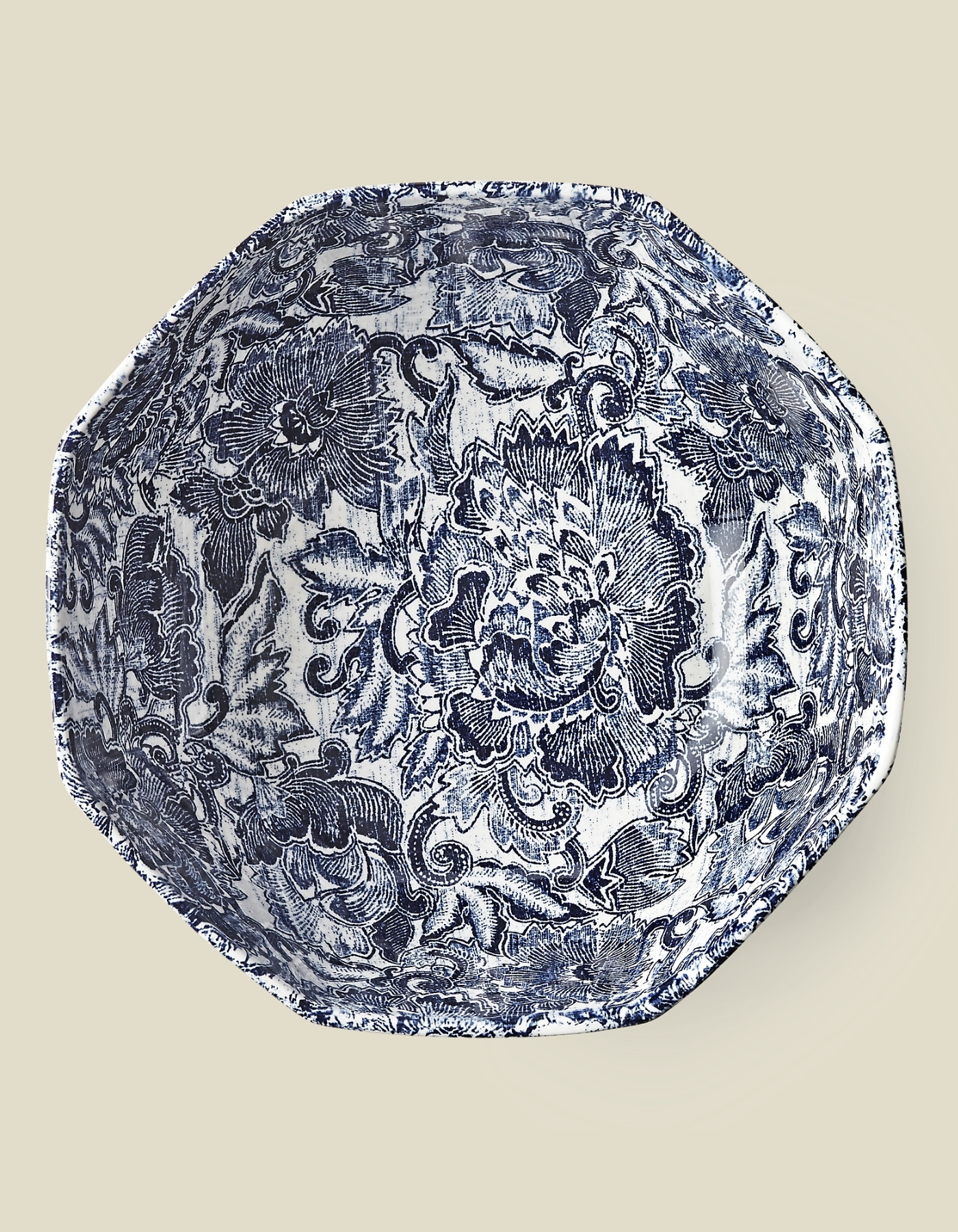 Faded Peony Octagonal Bowl